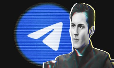 Ukrayna, Ekim 05, 2024: Bu illüstrasyon fotoğrafı Telegram uygulamalarının logosunu ve kurucu Pavel Durov 'un bir portresini gösteriyor. Editör illüstrasyon fotoğrafçılığı.
