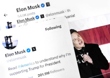 Ukraine. Poltava. October 19, 2024.Photo of Elon Musk Twitter page on a laptop screen during a speech at a town hall in Philadelphia, Pennsylvania. clipart