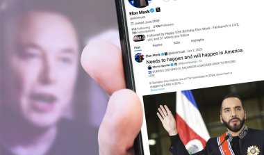 Poltava, Ukrayna - 2 Ocak 2025. Elon Musk Twitter profili