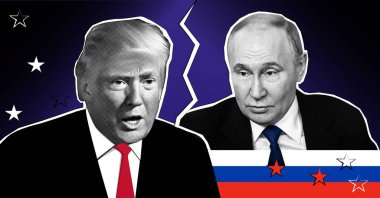 ABD Başkanı Donald Trump ve Rusya Devlet Başkanı Vladimir Putin 'in Portresi.