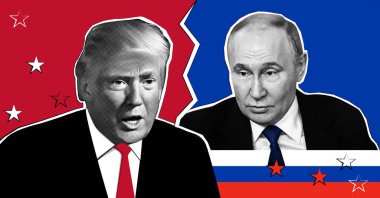 ABD Başkanı Donald Trump ve Rusya Devlet Başkanı Vladimir Putin 'in Portresi.