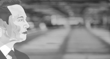 Tesla ve SpaceX Elon Musk 'ın ünlü girişimcisi ve CEO' su Elon Musk 'un portresi