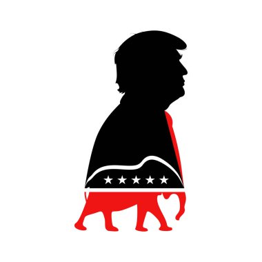 Donald Trump ve Cumhuriyetçi Parti 'nin gayri resmi sembolü olan bir filin portresi. .