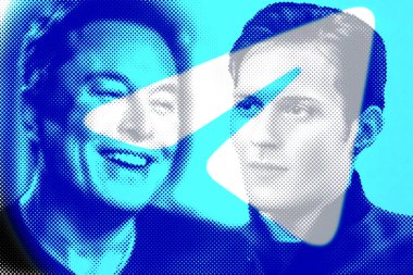 Amerikan girişimci, mühendis Elon Musk ve Pavel Durov 'un portresi Telegram habercisinin kurucusudur. Yarıton etkisi.