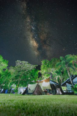 Photograph of the Milky Way Galaxy from a tent camping site in Koh Chang, Trat Province, Thailand. clipart