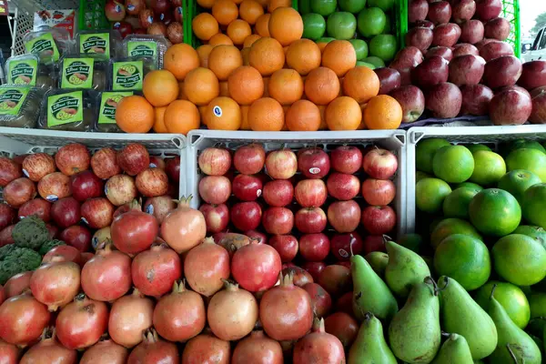 2021 Indore India Fruits Background Boxes Display Market — Stock Photo, Image