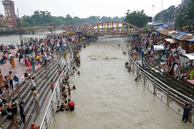 Haridwar, Uttarakhand, Hindistan, 12 Ağustos 2023, Har Ki Pauri Haridwar, Ganj Nehri Kıyıları