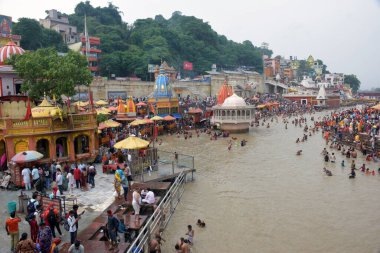 Haridwar, Uttarakhand, Hindistan, 12 Ağustos 2023, Har Ki Pauri Haridwar, Ganj Nehri Kıyıları