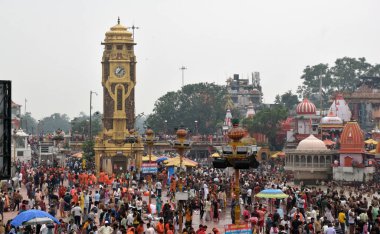 Haridwar, Uttarakhand, Hindistan, 12 Ağustos 2023, Haridwar, Ganj nehrinin kıyısında yer alan ünlü bir ghat.