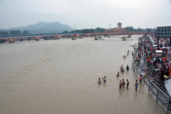 stock image Haridwar, Uttarakhand, India , 12 August 2023, Har Ki Pauri is a famous ghat situated on the banks of the river Ganges in the holy city of Haridwar