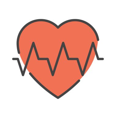 Renkli nabız ikonu. Web sitesi için grafiksel unsur, kardiyo eğitimi ve yağ yakma sembolü. Aktif yaşam tarzı, fitness ve spor. Web sitesi için UI ve UX tasarımı. Çizgi film düz vektör çizimi