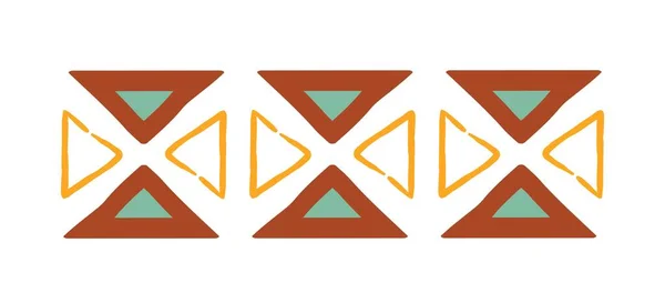 Ornamento Etnico Colorato Tre Serie Triangoli Minimalisti Elemento Grafico Stampa — Vettoriale Stock