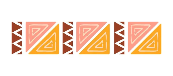 Ornamento Etnico Colorato Collezione Quadrati Realizzati Con Triangoli Colorati Rettangoli — Vettoriale Stock