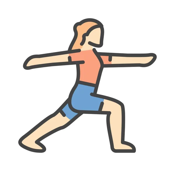 Femme Couleur Faisant Icône Yoga Mode Vie Actif Forme Physique — Image vectorielle