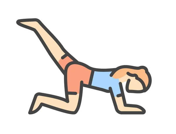 Femme Couleur Faisant Icône Yoga Jeune Homme Debout Dans Planche — Image vectorielle