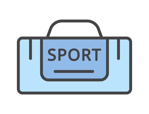 カラースポーツバッグアイコン ウェブサイトのポスターやバナー プログラムやアプリケーションのためのグラフィック要素 スポーツとフィットネス アクティブなライフスタイル 訓練のためのインベントリー 漫画フラットベクターイラスト — ストックベクタ