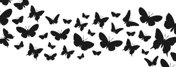 Μαύρες Πεταλούδες Σιλουέτες Αφίσα Banner Για Την Ιστοσελίδα Μινιμαλιστικό Στυλ — Διανυσματικό Αρχείο