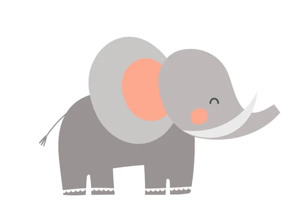 Safari Fil Ikonu Büyük Kulakları Gövdesi Olan Gri Bir Hayvan — Stok Vektör