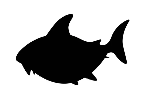鲨鱼轮廓图标 社交网络和信使 优雅和美学的标签 有鳍的危险的大型掠食者 水下世界的代表 卡通平面矢量插图 — 图库矢量图片