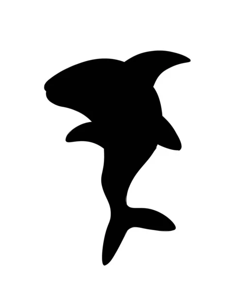 Ikona Siluety Žraloka Mořský Dravec Představitel Podmořského Světa Mořský Nálepka — Stockový vektor
