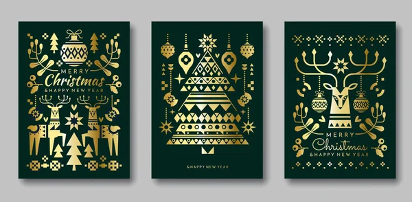 Ensemble Cartes Postales Noël Collection Couvertures Affiches Pour Site Web — Image vectorielle