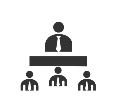 İş yapısı ikonu. Astları olan bir yönetici, etkin iş akışı organizasyonu. Başarılı bir girişimci ya da iş adamı. Şirket ya da organizasyon. Çizgi film düz vektör çizimi