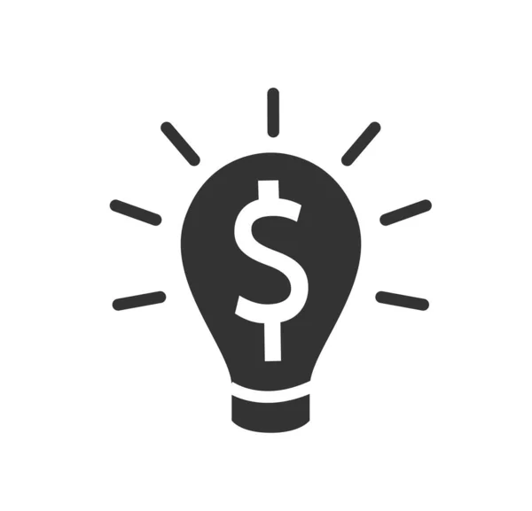 Lâmpada Com Ícone Dólar Letramento Financeiro Renda Passiva Inovação Projecto — Vetor de Stock