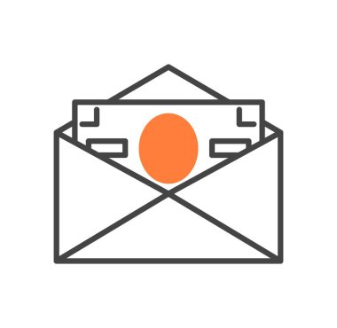 Üzerinde banknot simgesi olan zarf. İnternet reklamcılığı ve iş yazışmaları, pazarlama ve e-posta. İnternet 'te mal ve hizmetlerin tanıtımı. Poster ya da afiş. Çizgi film düz vektör çizimi