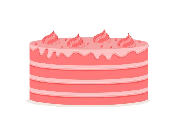 Значок Розового Торта Сладость Десерт Деликатность Мучные Изделия Символ Праздника — стоковый вектор