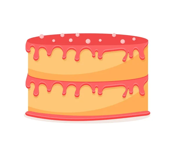Ροζ Εικονίδιο Κέικ Γλυκό Αλλά Ανθυγιεινό Φαγητό Γλάσο Φράουλας Επιδόρπιο — Διανυσματικό Αρχείο