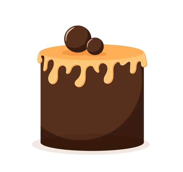 Ikona Ciasta Kakaowego Naklejka Portale Społecznościowe Posłańców Słodkie Jedzenie Polewie — Wektor stockowy