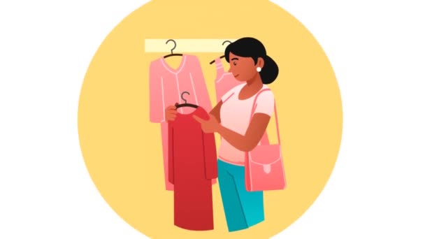 Alışveriş Kıyafet Video Konsepti Satın Almak Moda Mağazasında Butikte Galeride — Stok video