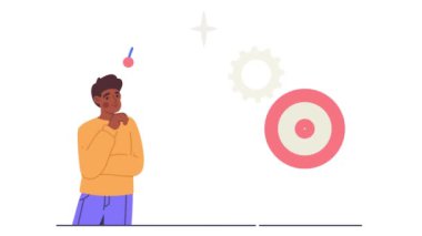 İş hayatında hikaye anlatmak. Taşınan erkek girişimci, ticari başarı elde etmek için yeni bir strateji geliştiriyor. Başarılı bir girişim ya da şirketin finansal büyümesi hayali. Düz grafik çizgi film