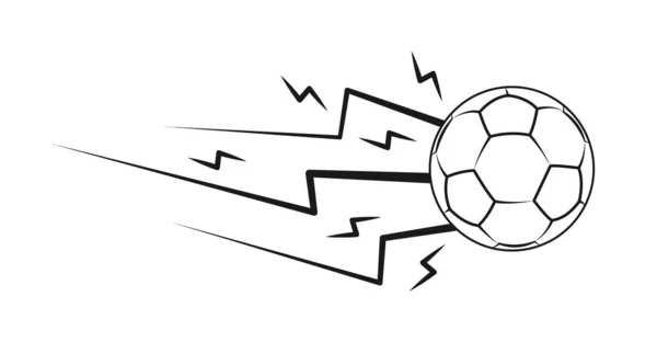 Concepto Pelota Fútbol Equipamiento Deportivo Con Relámpagos Movimiento Acción Deporte — Vector de stock