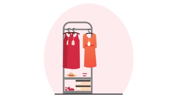 Nakupování Nákup Oblečení Koncepce Stylové Stěhování Shopaholic Dívka Drží Nákupní — Stock video