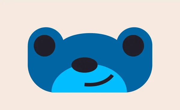 おかしいオブジェクト 珍しい青い動物の笑顔の抽象的な手描きのステッカー モダンアート ポスターやバナーのデザイン要素 ベージュの背景に漫画フラットベクターイラスト — ストックベクタ