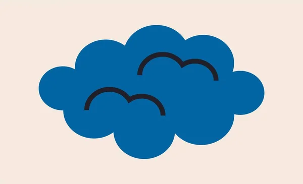 有趣的涂鸦对象 抽象手工绘制的带有乌云的贴纸 秋天的天气 社交网络的设计元素 基于米色背景的卡通平面矢量插图 — 图库矢量图片