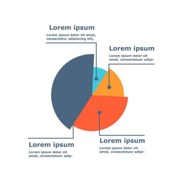 Diyagramlı bilgi. Geometrik figürün çok renkli kısımları, müşteri ve alıcı değerlendirmesi için araştırma veri görselleştirmesi. Aşamaların karşılaştırılması. Çizgi film düz vektör çizimi