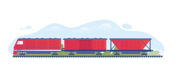 Lojistik Nakliye Treni Konsepti Büyük Yük Paketlerin Taşınması Için Demiryolu — Stok Vektör