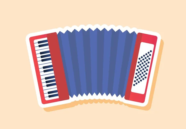 Muzikale Accordeon Sticker Melodie Toetsenbord Instrument Creativiteit Kunst Sticker Voor — Stockvector