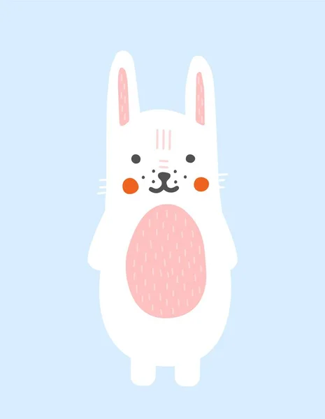 かわいいウサギのコンセプト 白い動物と森の住人 ファウナと野生生物 哺乳類 生物学と動物学 子供のための教材 漫画フラットベクターイラスト — ストックベクタ