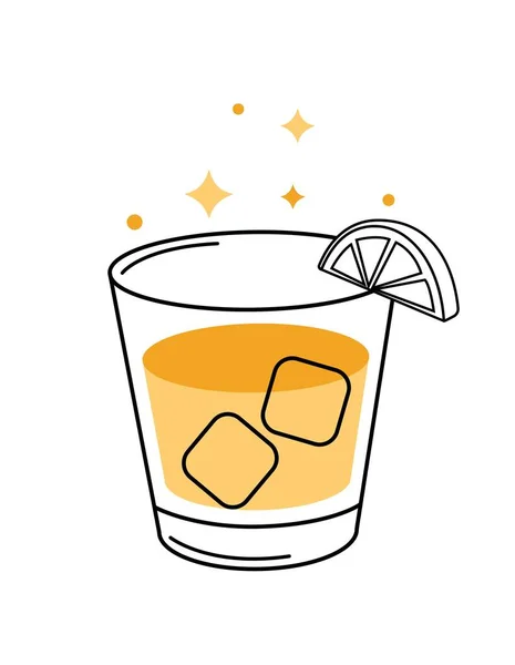 Glas Med Dryck Läsk Eller Juice Med Lätt Dryck Eller — Stock vektor