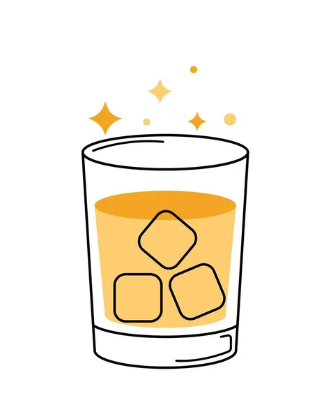 Glas Med Dryck Läsk Eller Juice Med Alkohol Och Symbol — Stock vektor