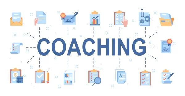Coaching Banner Concept Istruzione Formazione Sviluppo Autonomo Motivazione Leadership Processi — Vettoriale Stock