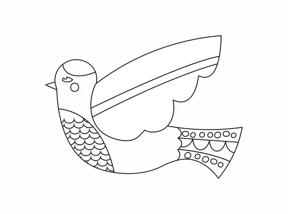 Página Para Colorear Con Pájaro Material Educativo Para Niños Desarrollo — Vector de stock