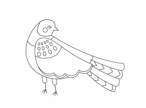 Розмальовка Пташкою Освітній Матеріал Дітей Творчість Мистецтво Малюнок Олівцем Ручкою — стоковий вектор