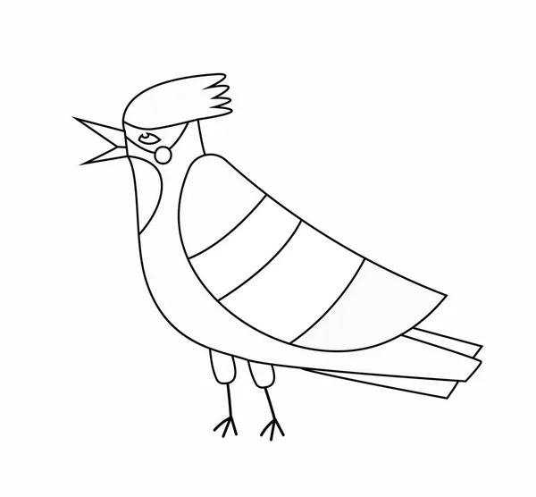 Kuşla Boyama Sayfası Minimalist Yaratıcılık Sanat Gagalı Kanatlı Tüylü Bir — Stok Vektör