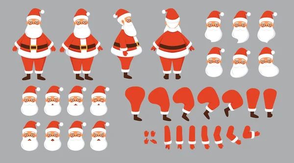 Personagem Para Animação Elementos Para Construtor Personagens Papai Noel Engraçado —  Vetores de Stock