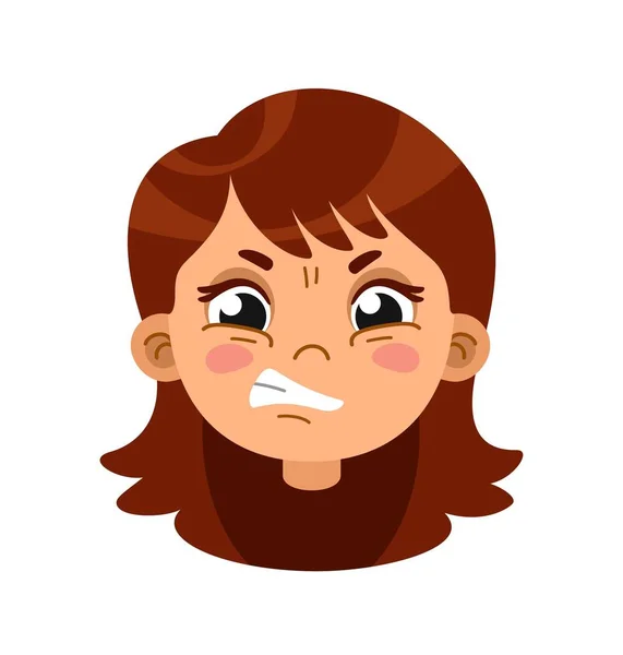 Wütende Mädchen Steuern Auf Animation Unzufriedener Charakter Schülerin Mit Negativen — Stockvektor