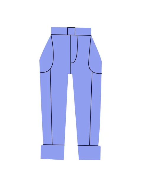 蓝色牛仔裤的概念 夏季和秋季服装元素 休闲装 时尚和时尚 网站产品卡的设计 卡通平面矢量插图 — 图库矢量图片